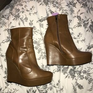 Barbara Bui brown leather wedge boots size 37